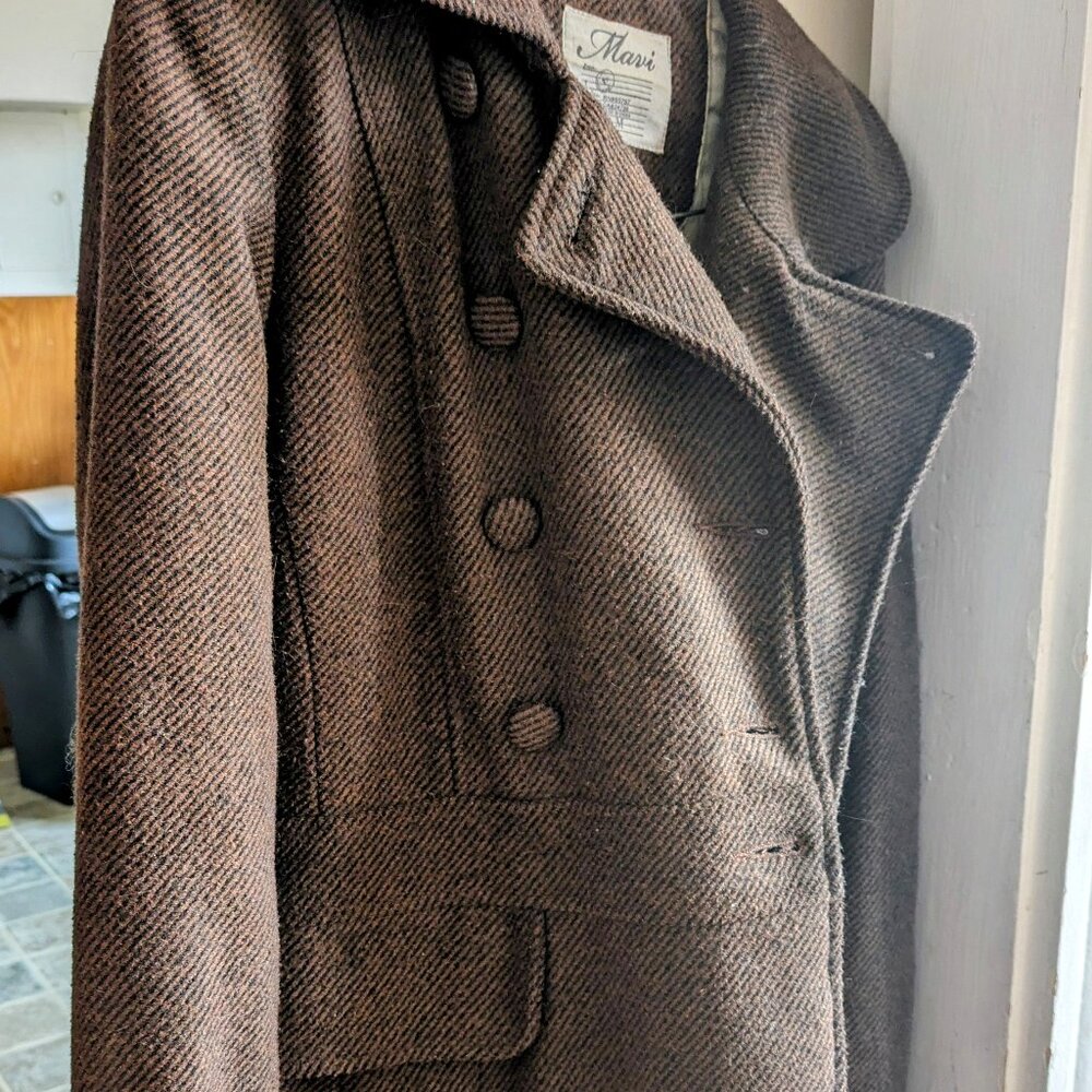 Brown Pinstripe Peacoat
